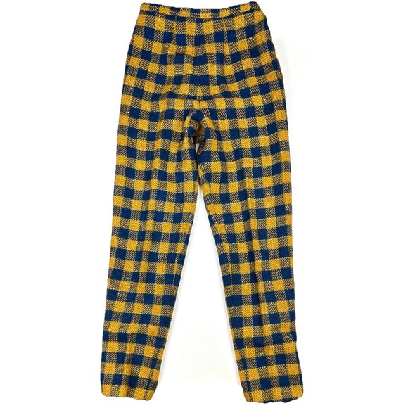 Vintage Womens Pendleton Wool Pants 14 Blue Yellow/Gold Plaid Retro Lined - Picture 1 of 5